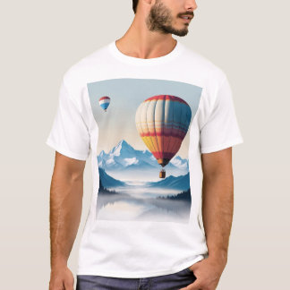 Camiseta Alturas Soñosas: Globo de aire caliente sobre mont
