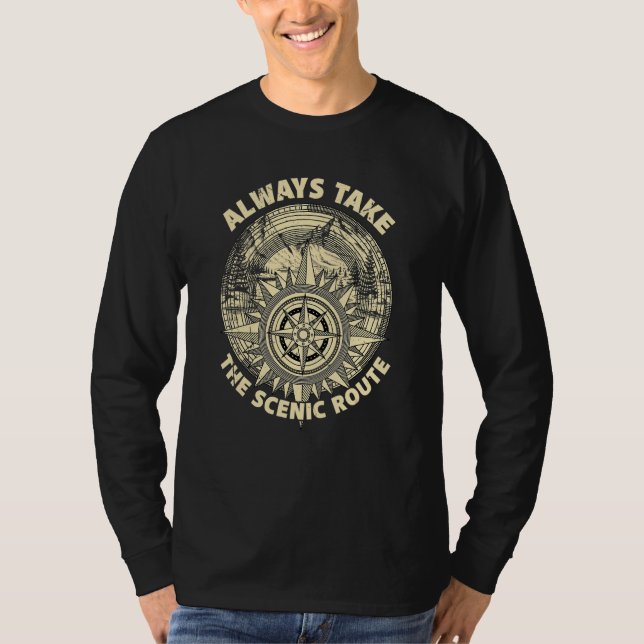 Camiseta Always Take The Scenic Camp Route Camping Travel A (Anverso)