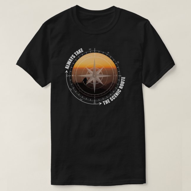 Camiseta Always Take The Scenic Route Hiking Lovers  (Diseño del anverso)