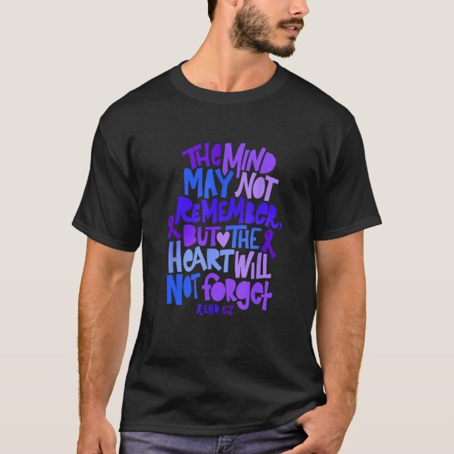 Camiseta ALZ Purple Elephant Alzheimer Awareness Apparel EN (Anverso)