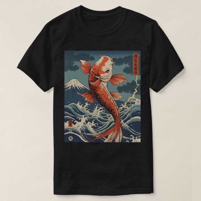Camiseta Alza de peces Koi - Espíritu oceánico (Diseño del anverso)