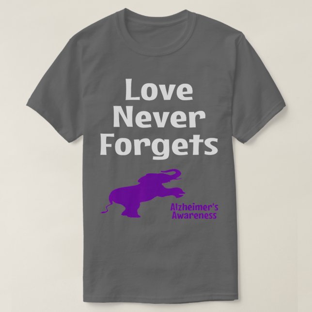 Camiseta Alzheimer Conciencia: apoyo púrpura amor nunca for (Diseño del anverso)
