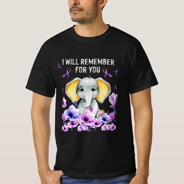 Camiseta Alzheimer Conciencia, elefante lindo recordaré (Anverso)
