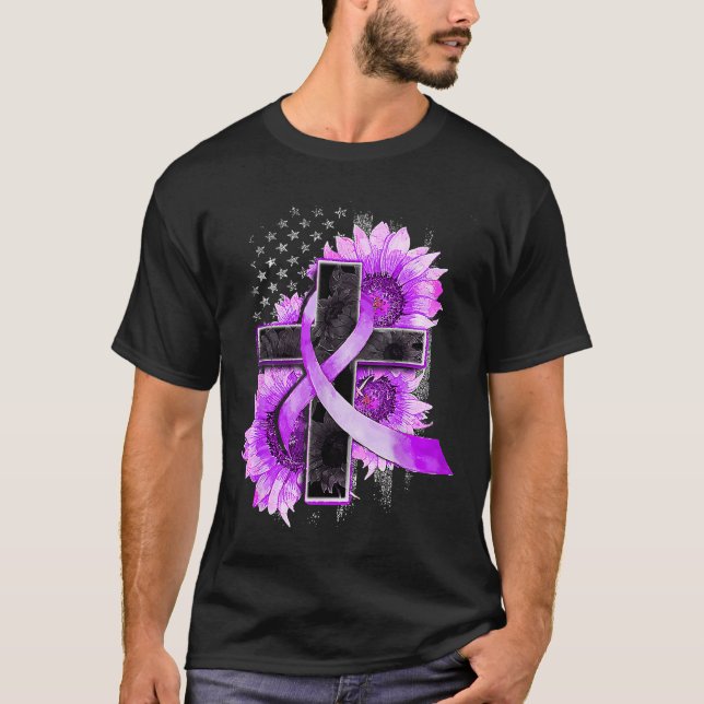 Camiseta Alzheimer de girasol de la cinta de cremallera cri (Anverso)