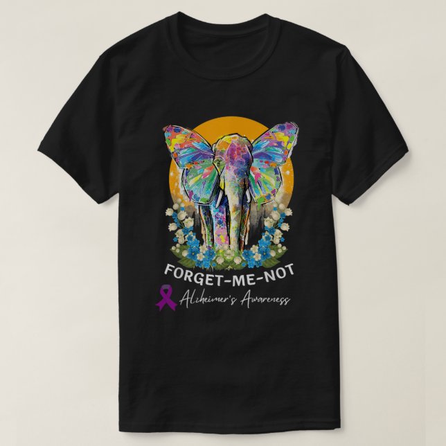 Camiseta Alzheimer Elephant Forget-me-not Alzheimer Awarene (Diseño del anverso)
