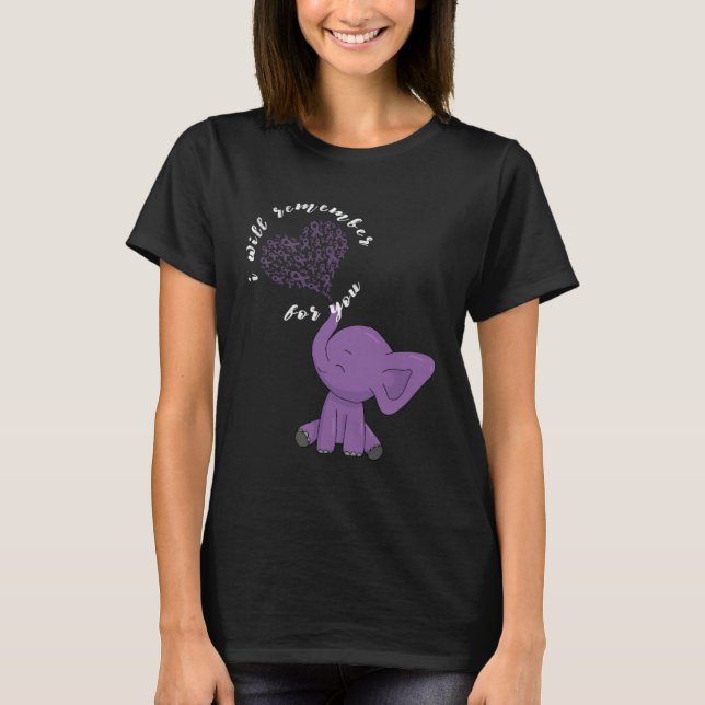 Camiseta Alzheimer Monat I Endalz Purple Bow Elephant  1 (Anverso)
