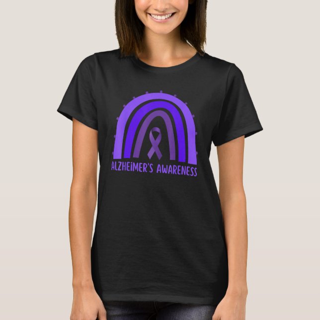 Camiseta Alzheimer s Awareness Month Rainbow  Purple Ribbon (Anverso)