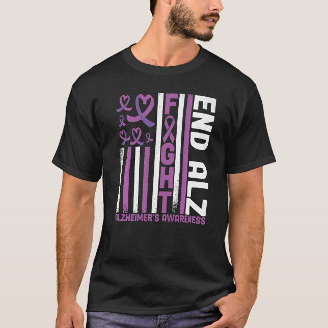 Camiseta Alzheimers American Flag End Alz Alzheimer's Aware (Anverso)