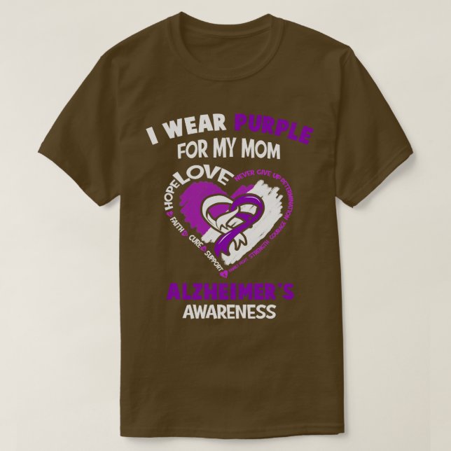 Camiseta Alzheimers Conciencia de la enfermedad uso morado  (Diseño del anverso)