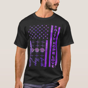 Camiseta Alzheimers Conciencia Fe Esperanza Amor Púrpura