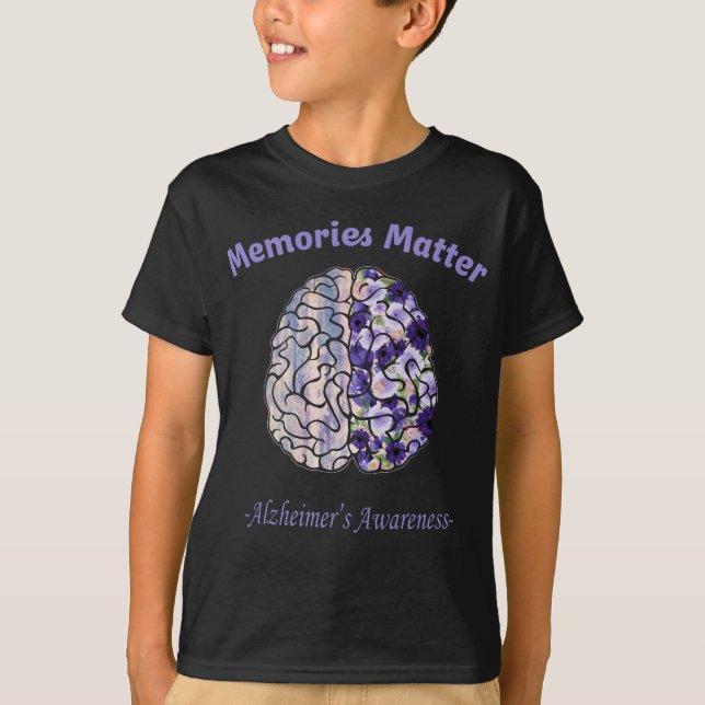 Camiseta Alzheimers Conciencia Flor cerebral colorida (Anverso)