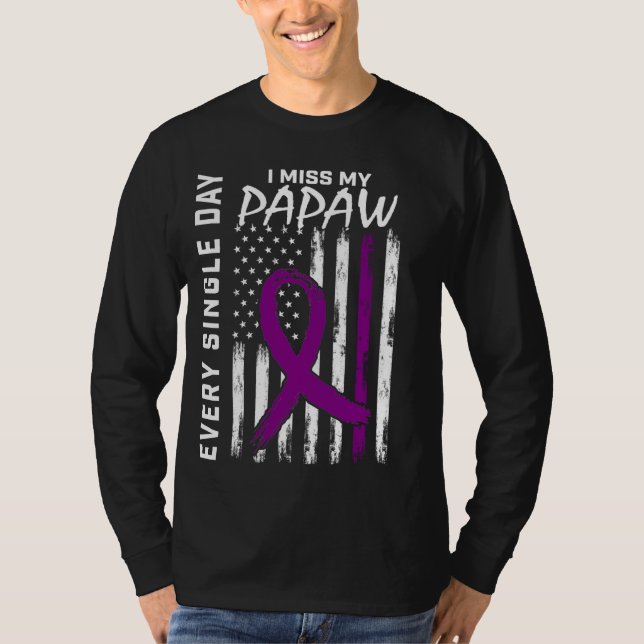 Camiseta Alzheimers Conciencia Papaw Bandera Americana 4 de (Anverso)