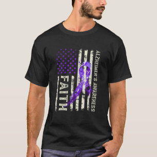 Camiseta Alzheimers Conciencia Púrpura Bandera Americana F