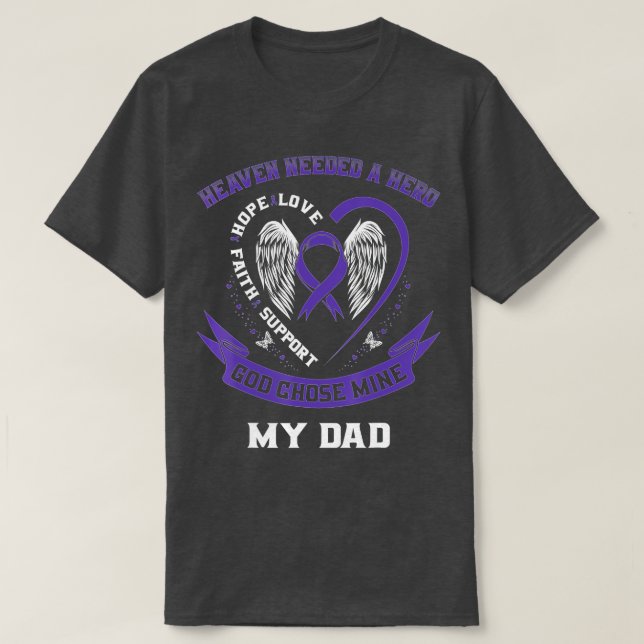 Camiseta Alzheimers de cinta morada Conciencia de papá Alas (Diseño del anverso)