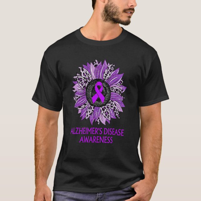 Camiseta Alzheimers Disease Awareness Leopard Sunflower Pur (Anverso)