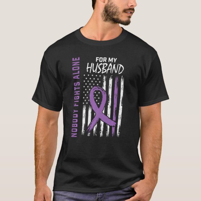 Camiseta Alzheimers, esposo púrpura, conciencia sobre Deman (Anverso)