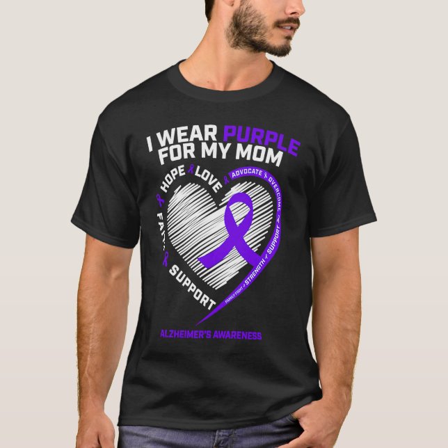 Camiseta Alzheimers púrpura Conciencia Mamá Alzheimers Advi (Anverso)