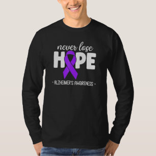 Camiseta Alzheimers Sensibilización Cinta Morada nunca pier