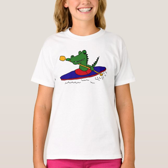 Camiseta AM cocodrilo divertido Kayaking (Anverso)