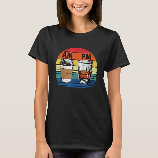 Camiseta AM Coffee PM Whiskey Drinking Men Women (Anverso)