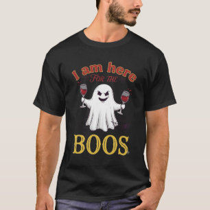 Camiseta Am Here Boos Halloween Fantasma Copas de Vino Arañ