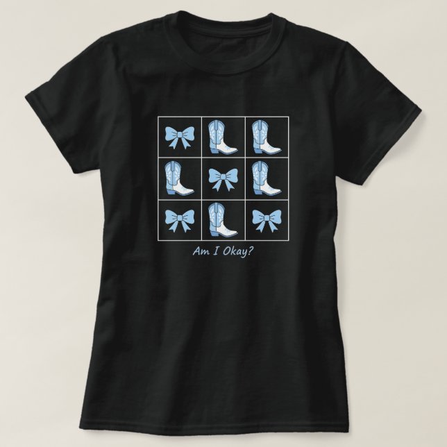 Camiseta Am I Okay Blue Boots and Bows Grid Art (Diseño del anverso)