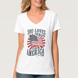 Camiseta Ama A Jesús Y A Estados Unidos Demasiado Patriótic