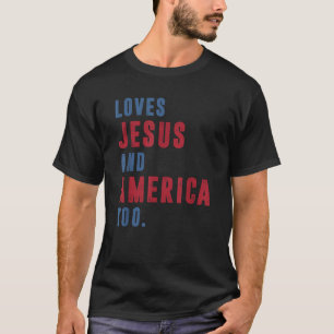 Camiseta Ama a Jesús y a Estados Unidos demasiado retro Dio