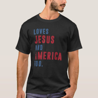 Camiseta Ama a Jesús y a Estados Unidos demasiado retro Dio