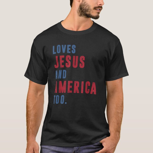 Camiseta Ama a Jesús y a Estados Unidos demasiado retro Dio (Anverso)