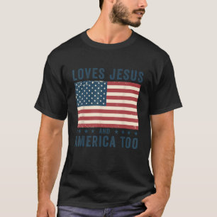 Camiseta Ama A Jesús Y A Estados Unidos También Bandera Pat