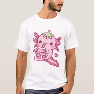 Camiseta Ama a la cuta Axolotl beber fresa leche