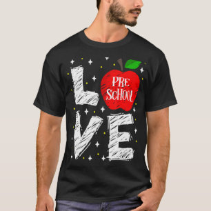 Camiseta Ama A La Escuela Preescolar Apple De Vuelta Al Pro
