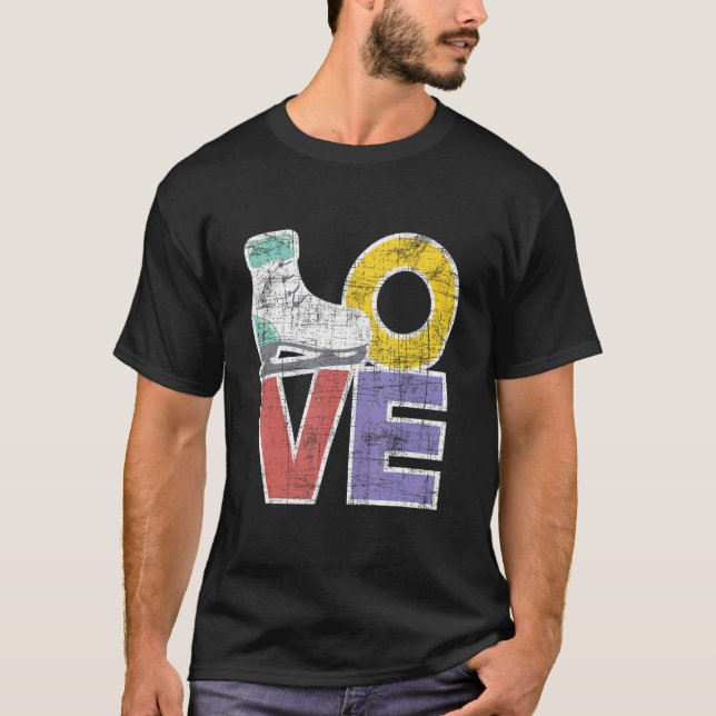 Camiseta Ama a la figura del hielo patinando patines bailan (Anverso)