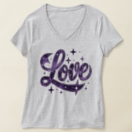 Camiseta Ama a las mujeres púrpura estrelladas
