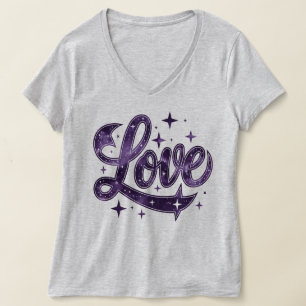 Camiseta Ama a las mujeres púrpura estrelladas