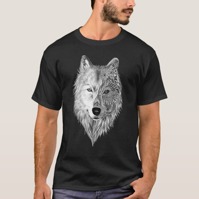 Camiseta Ama a los lobos la cara del lobo (Anverso)