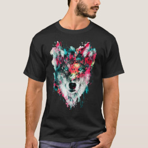 Camiseta Ama a los lobos lobo cara de Guay asombroso