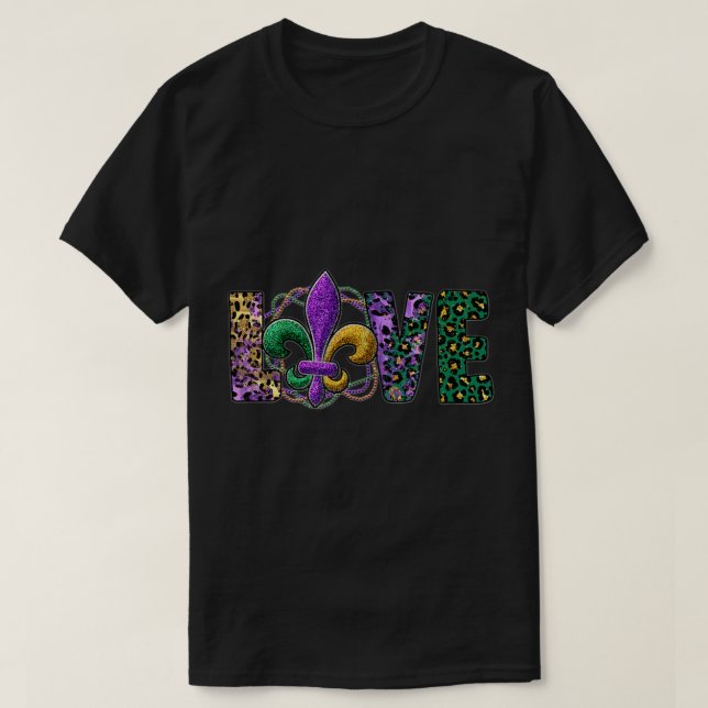 Camiseta Ama a Mardi Gras Fiesta del Carnaval mujer hombre  (Diseño del anverso)