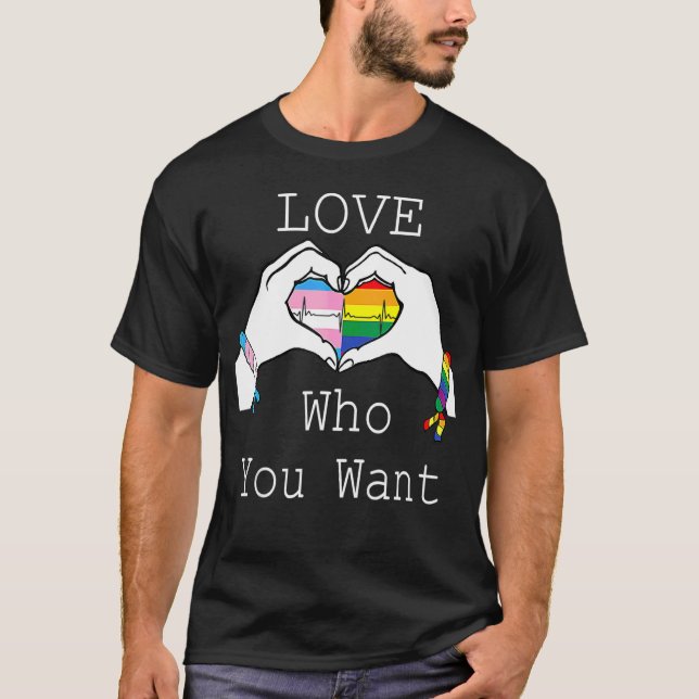 Camiseta Ama A Quién Quieres El Corazón Arcoiris Lgbt Gay L (Anverso)
