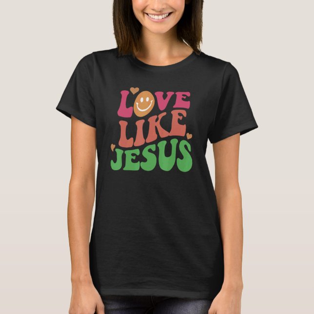 Camiseta Ama Como Jesús Católico Positivo Retro Prep (Anverso)