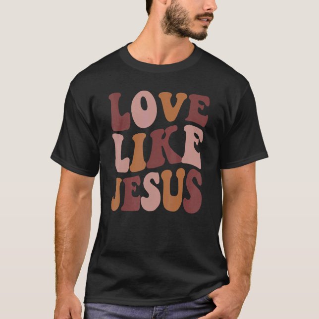 Camiseta Ama Como Jesús Católico Positivo Retro Prep (Anverso)