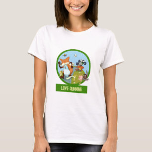 Camiseta Ama Correr Divertida Carrera De Animales Del Bosqu