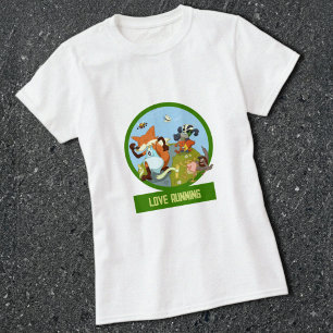 Camiseta Ama Correr Divertida Carrera De Animales Del Bosqu