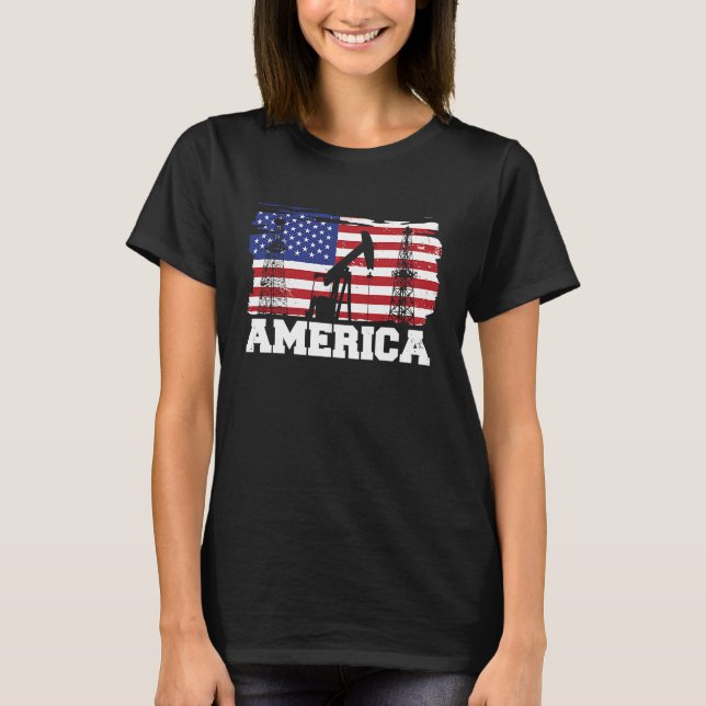 Camiseta Ama De Aceite De Fracking De La Bandera De Los Est (Anverso)