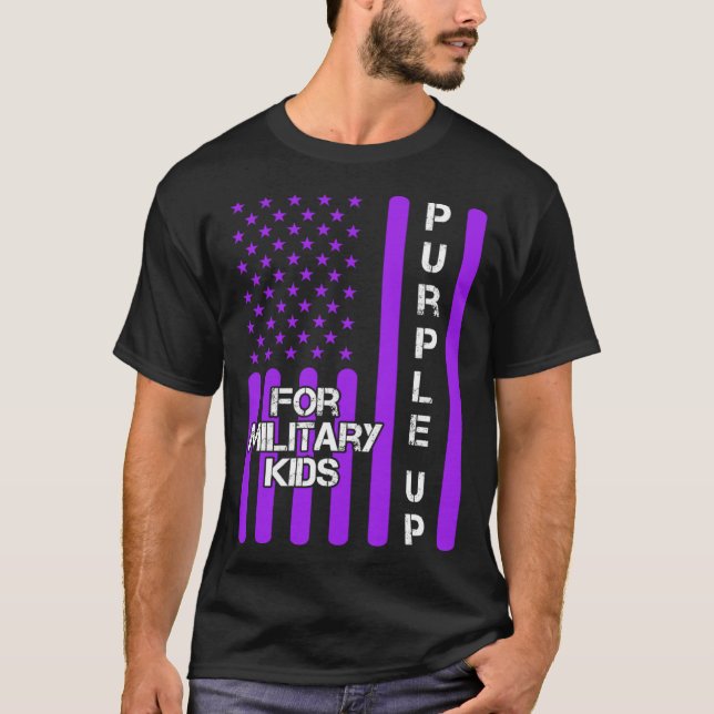 Camiseta Ama de Apreciación Infantil Militar Purple Up Dad (Anverso)