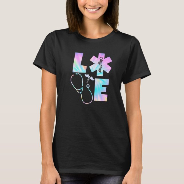 Camiseta Ama de tinte de amarre Vida de estetioscopio Enfer (Anverso)