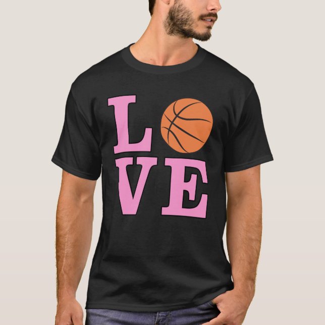 Camiseta Ama el Baloncesto - Texto Rosa  (Anverso)