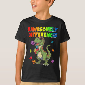 Camiseta Ama el T Rex Dinosaurio Autismo Rawrsomely Diferen