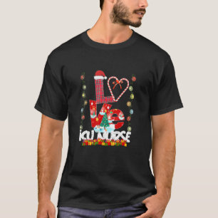 Camiseta Ama Enfermera Icu Santa Hat Candy Xmas Pajama